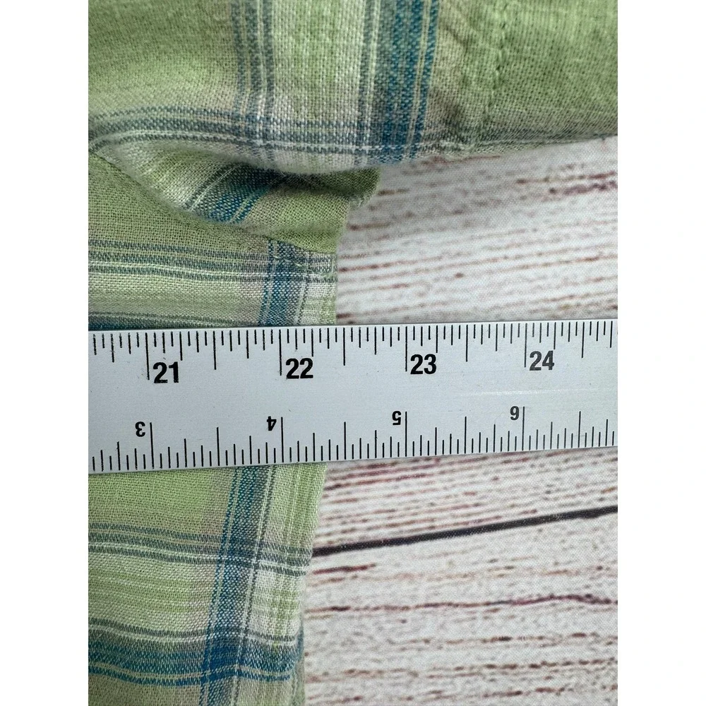 The North Face Button Up Shirt Mens L Green Plaid Short Sleeve Gorpcore Hiking